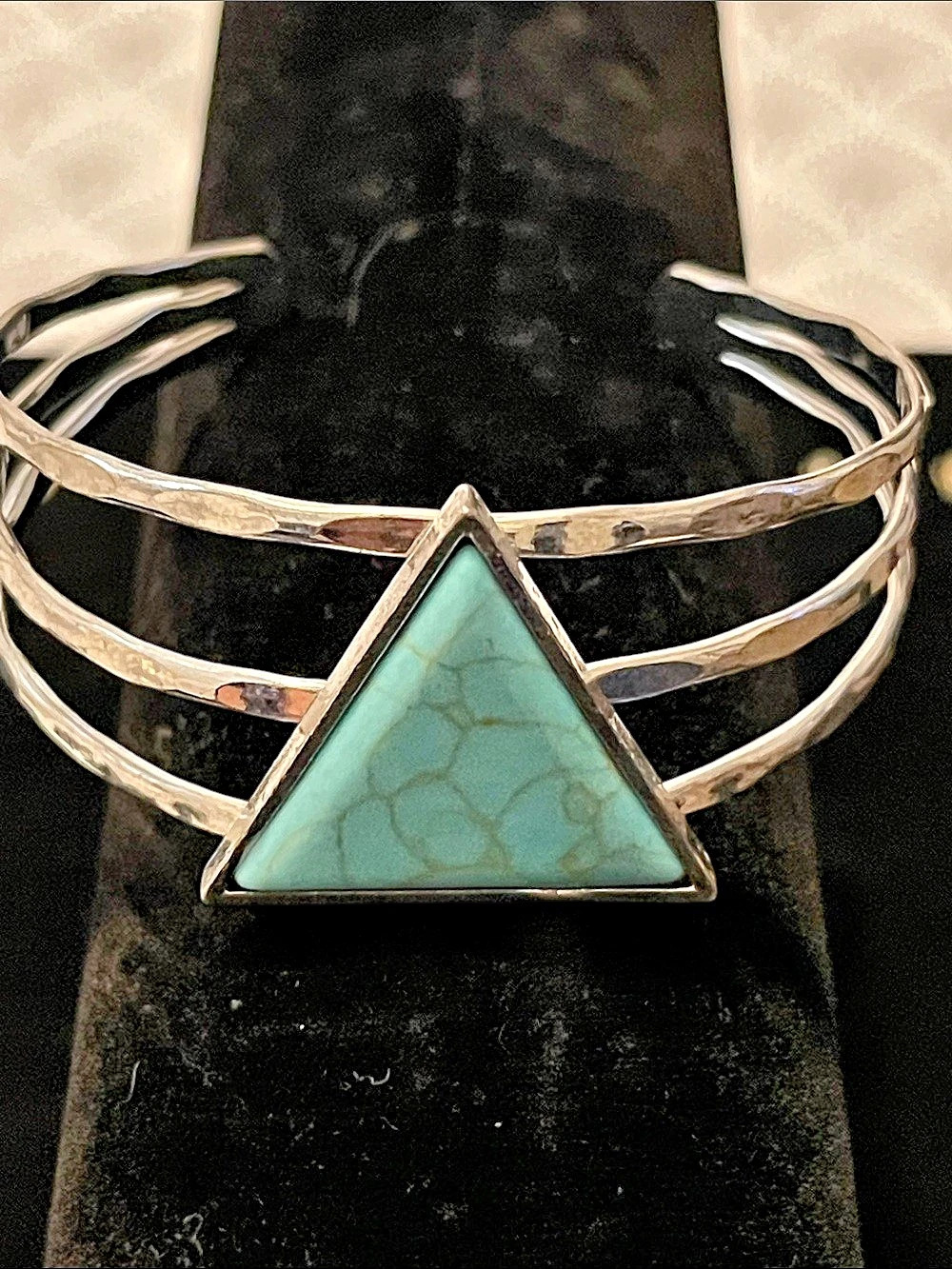 Triangular Green Stone Multi-Strand Bracelet
